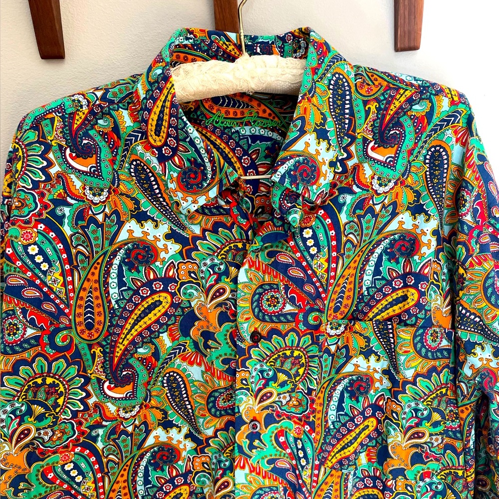 Mens Large Paisley Button Down Shirt